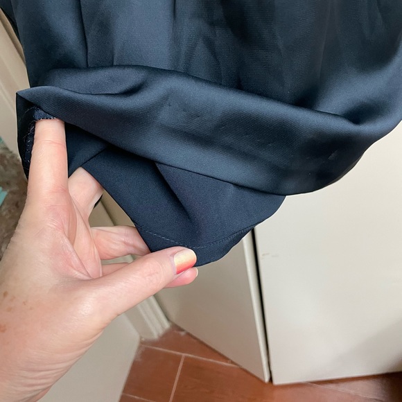 Alex + Alex navy blue mini dress size 6 short cap sleeves side zipper ruffles - Picture 7 of 13